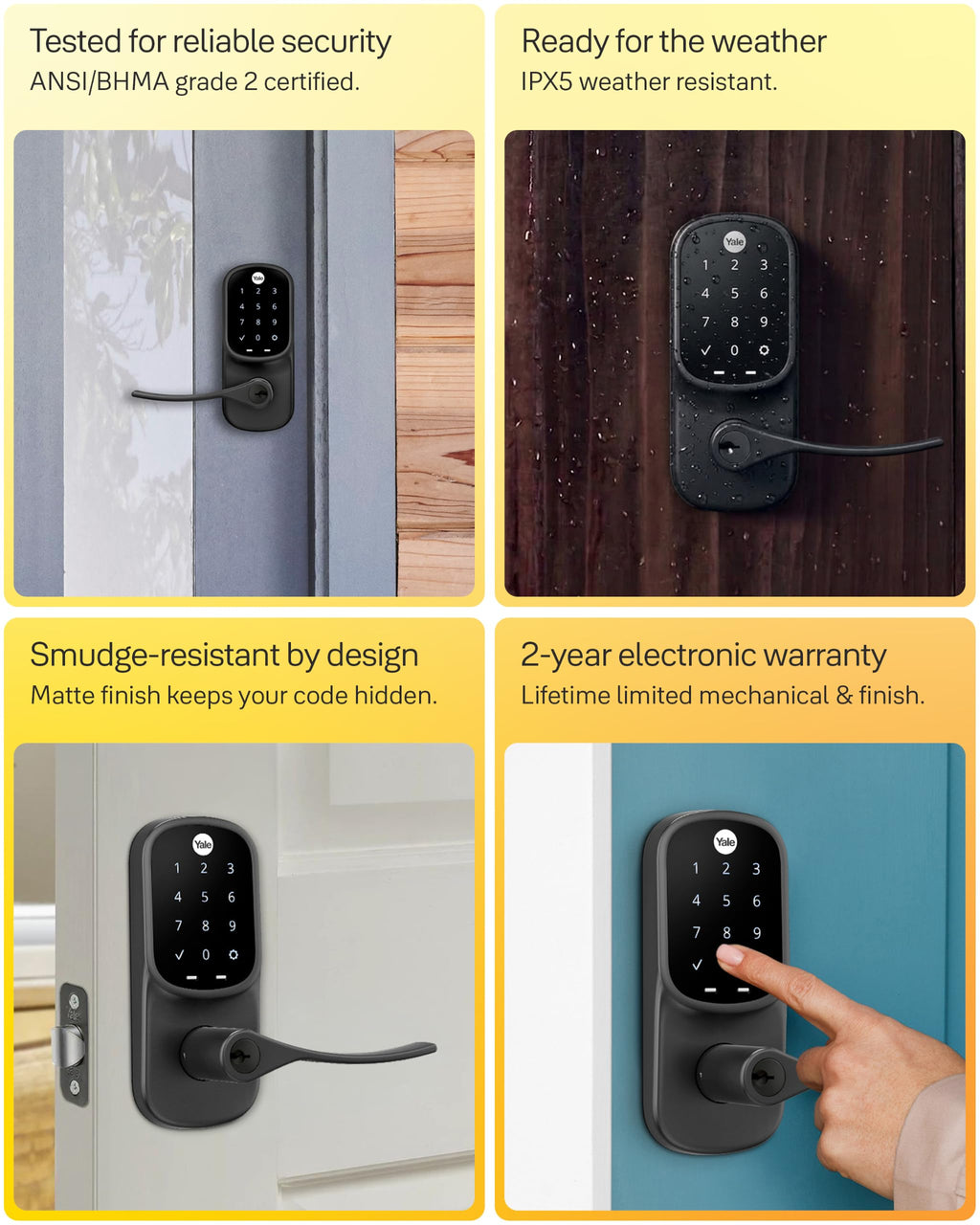 Yale WiFi Smart Lock with Handle & Keypad, Keyless Entry, Satin Nickel