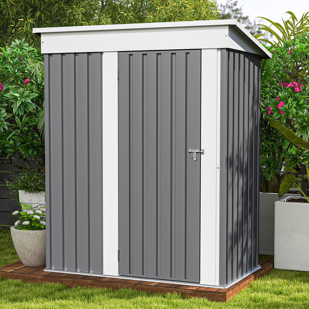 Patiowell 6x4 FT Outdoor Storage Shed, Metal Storage Sheds, Brown