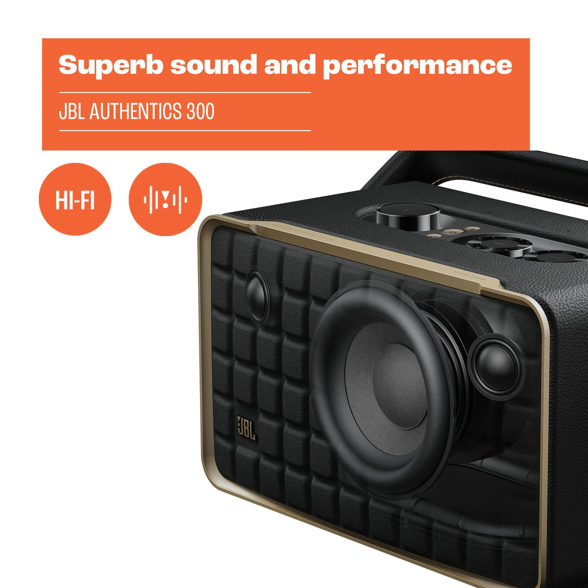 JBL Authentics 300 Portable Smart Speaker with Voice Control - Black