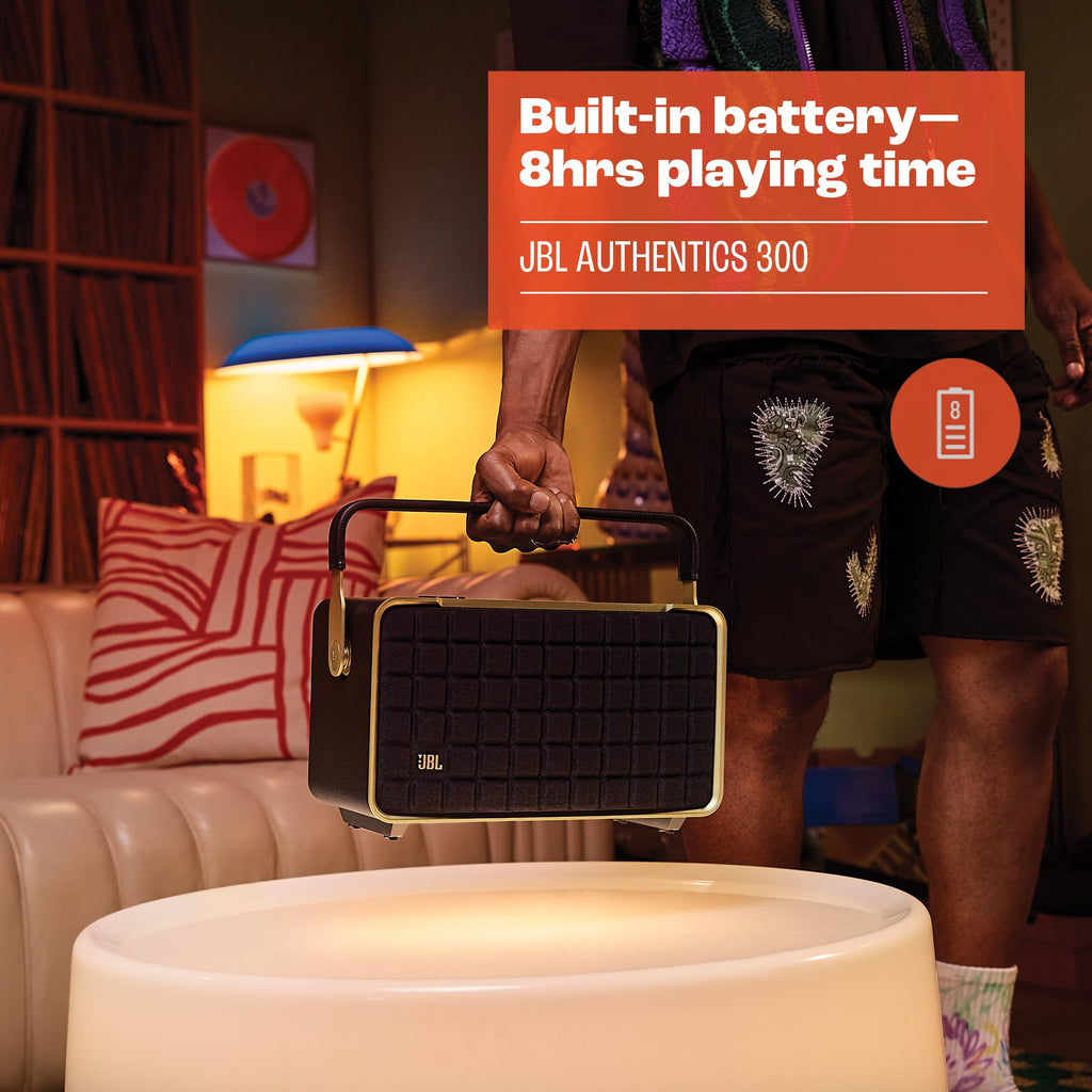 JBL Authentics 300 Portable Smart Speaker with Voice Control - Black
