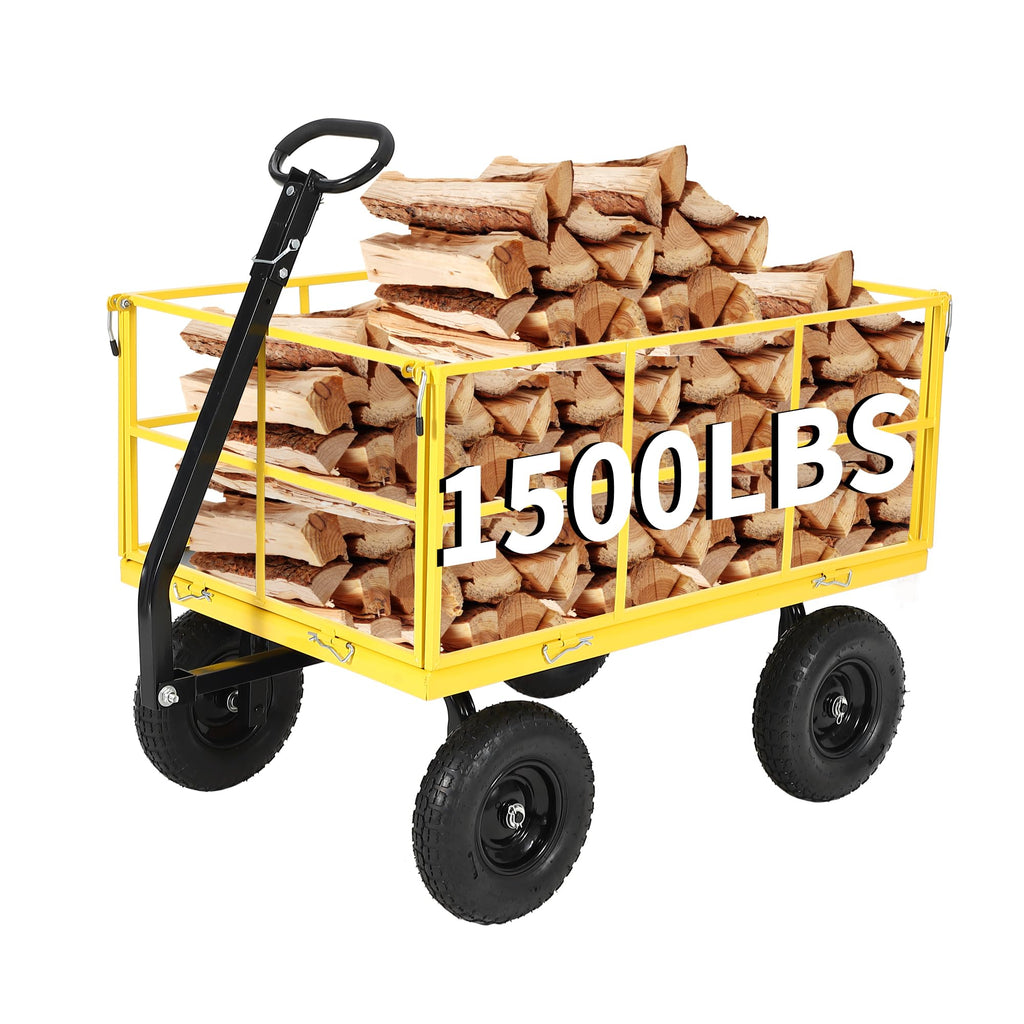 Garvee 1500 LB Heavy Duty Garden Wagon Cart, Outdoor Metal Utility Trailer