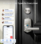 Veise VE029-E WiFi Smart Lever Lock with Non-Keyed Deadbolt, Satin Nickel