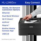 Brother HL-L2460DW Wireless Compact Monochrome Laser Printer with Duplex, Mobile Printing, Black & White Output | Includes Refresh Subscription Trial(1), (Renewed Premium - Refurbished)