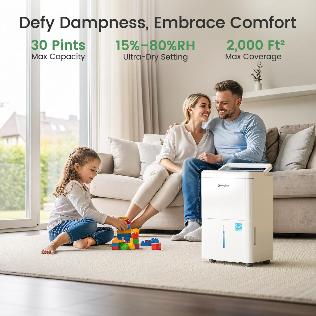 Waykar 30 Pint 2000 Sq. Ft. 2025 Energy Star Dehumidifier for Basement