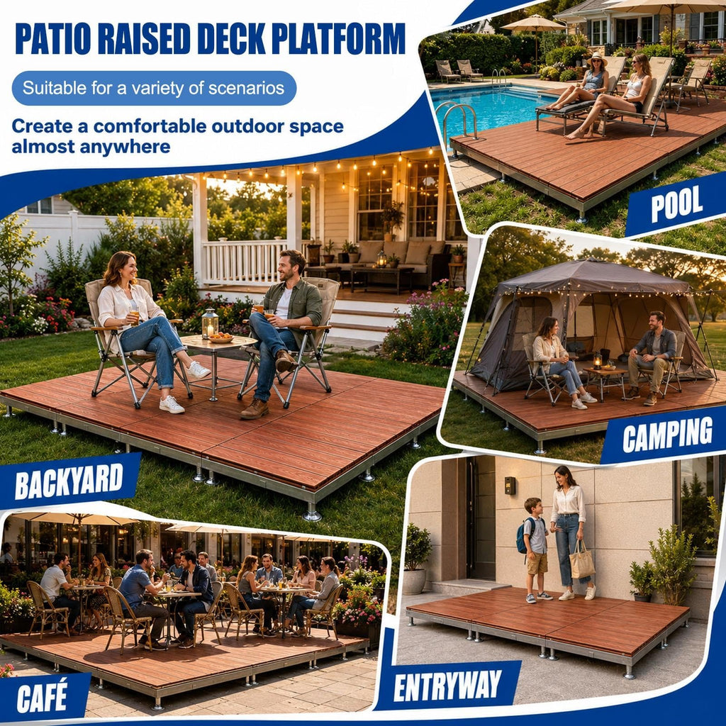 Floating Deck Kit, Raised Deck Platform Decking Waterproof Composite Tile