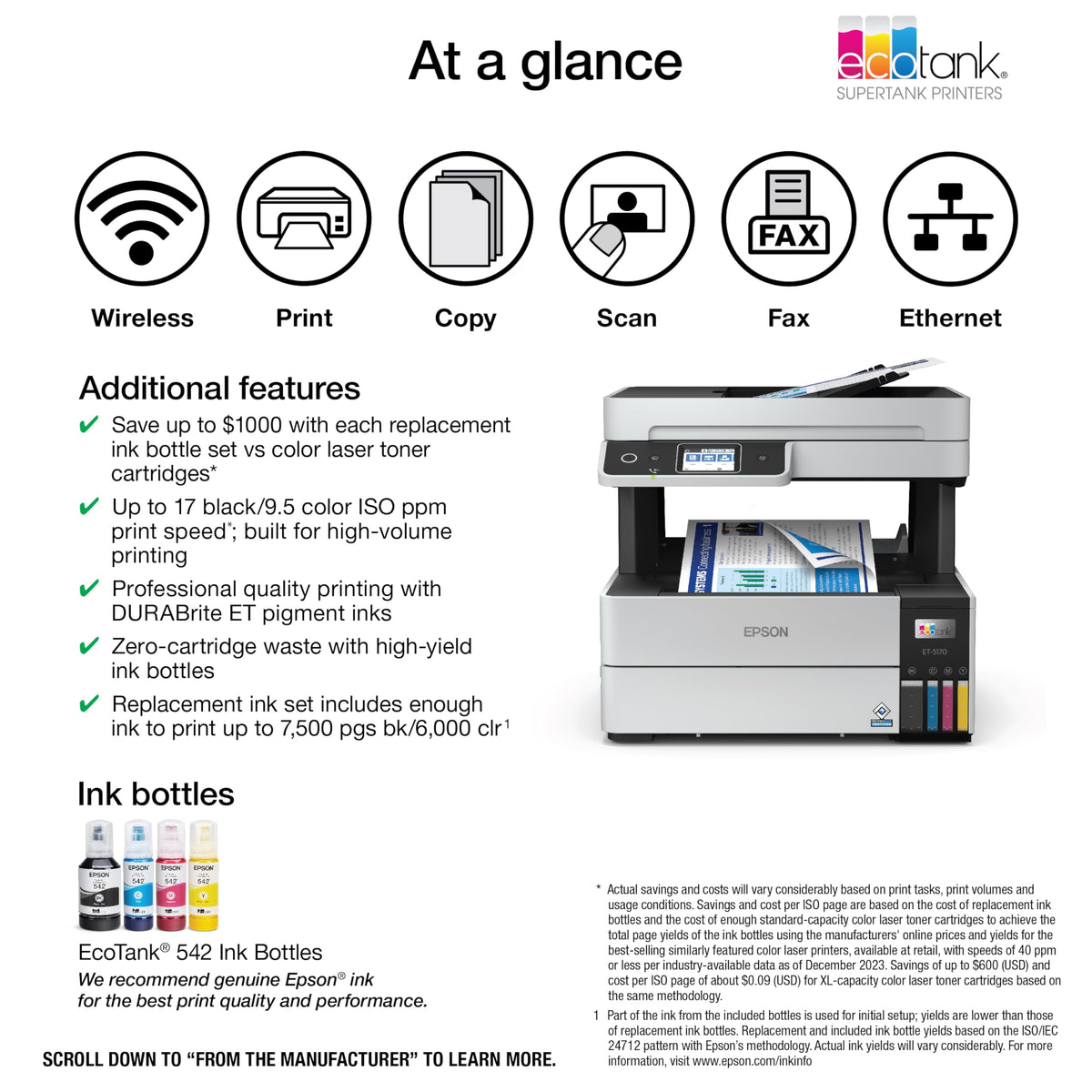 Epson EcoTank Pro ET-5170 Wireless Color All-in-One Supertank Printer