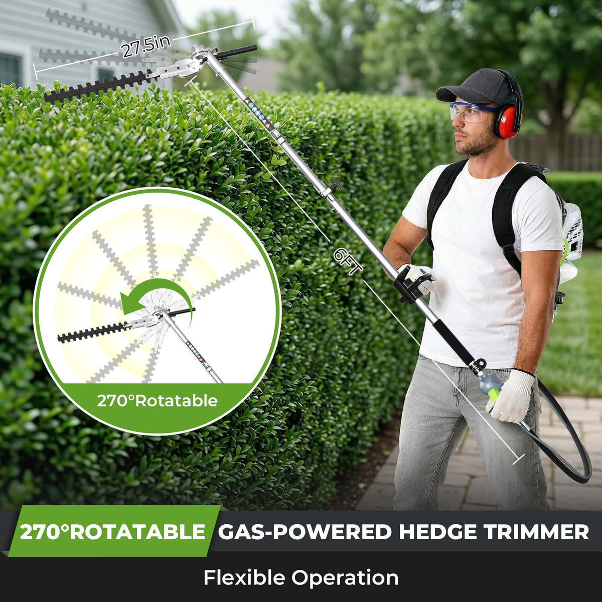 52CC 6-in-1 Weed Wacker Gas Powered Backpack Weed Eater