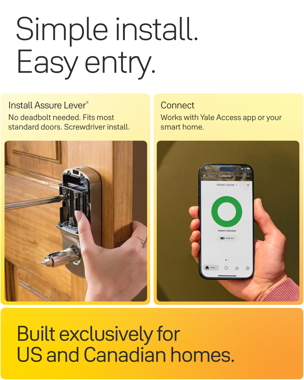 Yale WiFi Smart Lock with Handle & Keypad, Keyless Entry, Satin Nickel