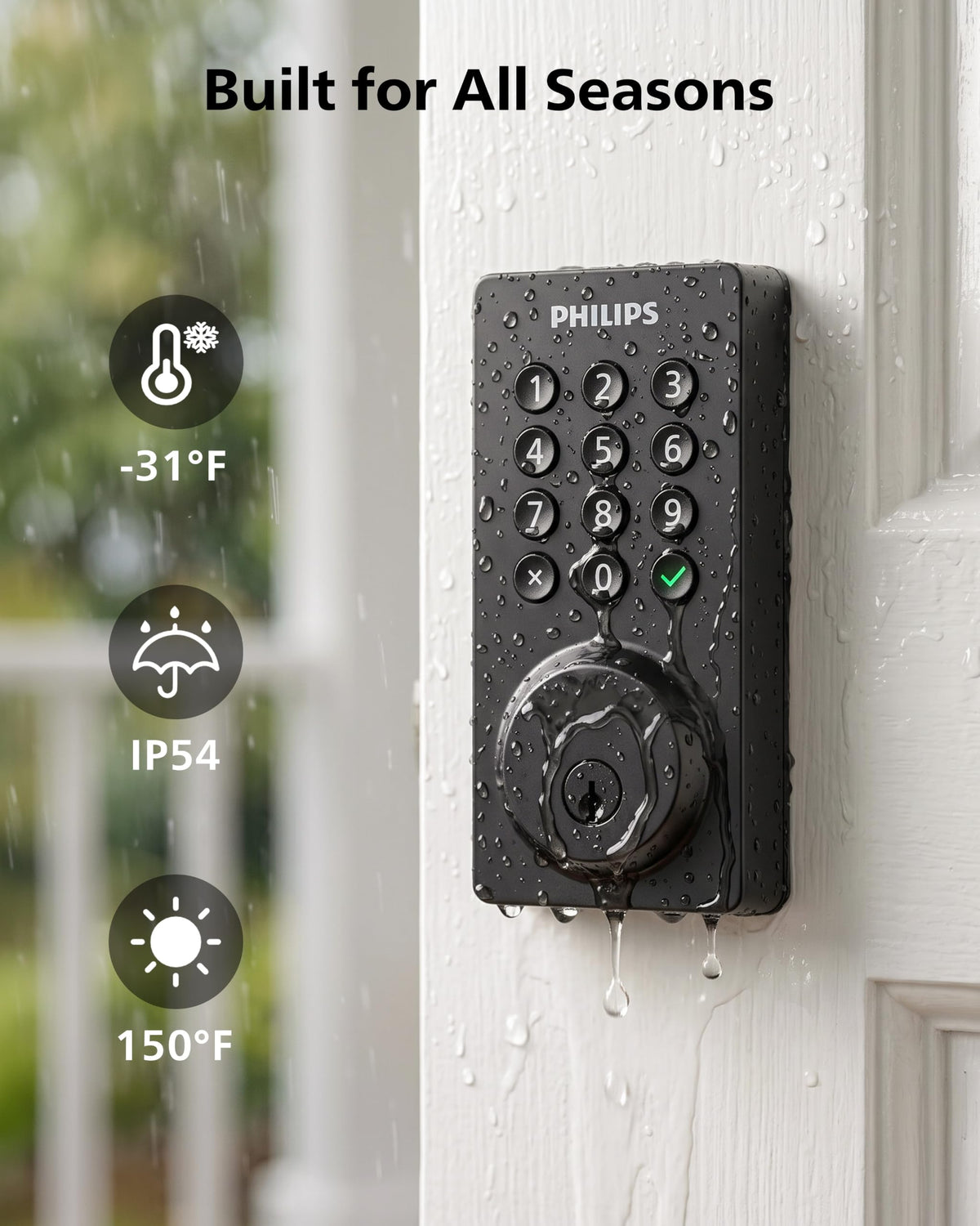 Philips WiFi Keypad Door Lock with Handle, App Control Smart Deadbolt Lock