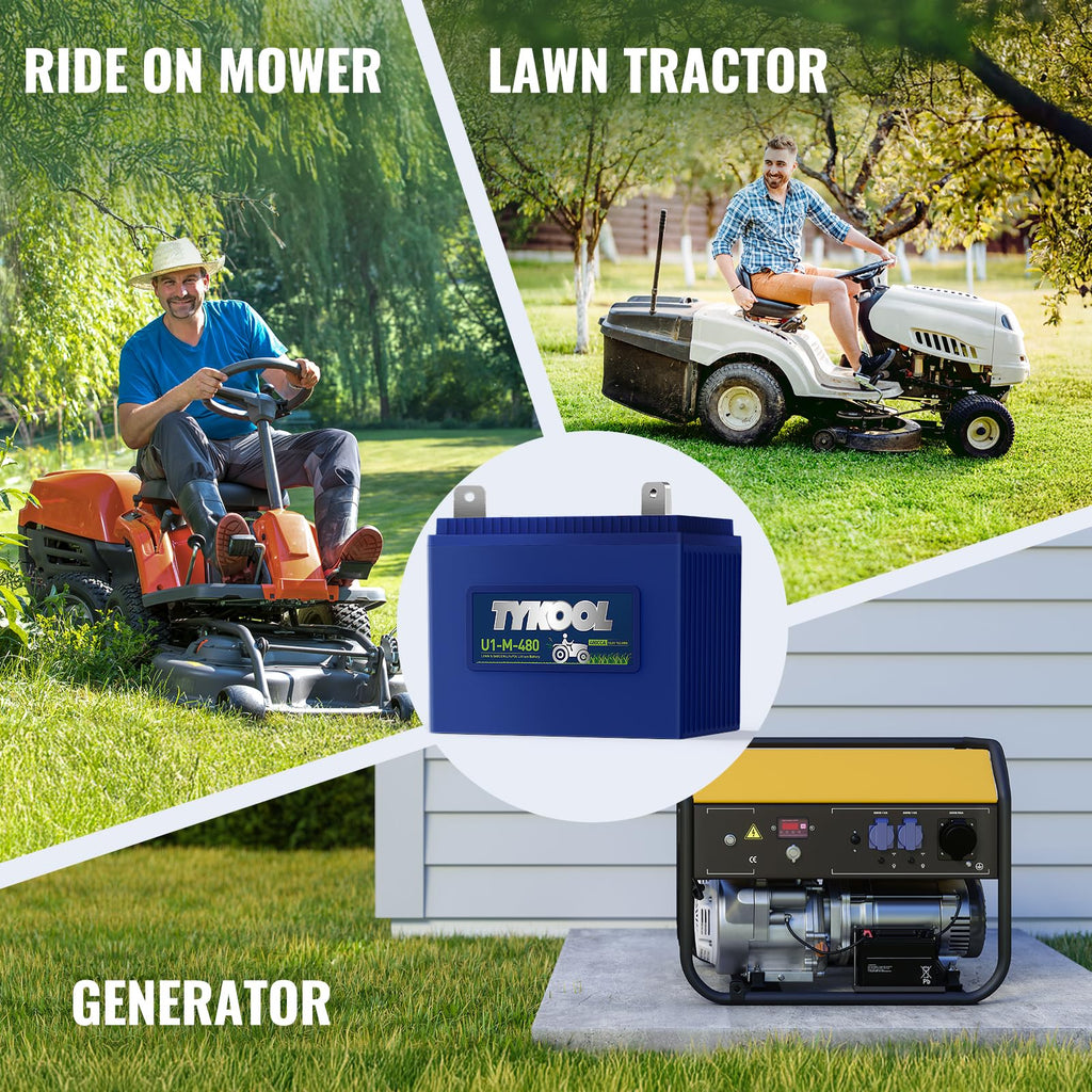 TYKOOL 480CCA, Group U1 Lithium LiFePO4 Lawn Mower Battery,Garden Tractor Battery, Fits for Ride on Lawn Tractor and Mower,Compatible with John Deere,Cub Cadet,Craftsman,Troy-Bilt Mower, and Generator