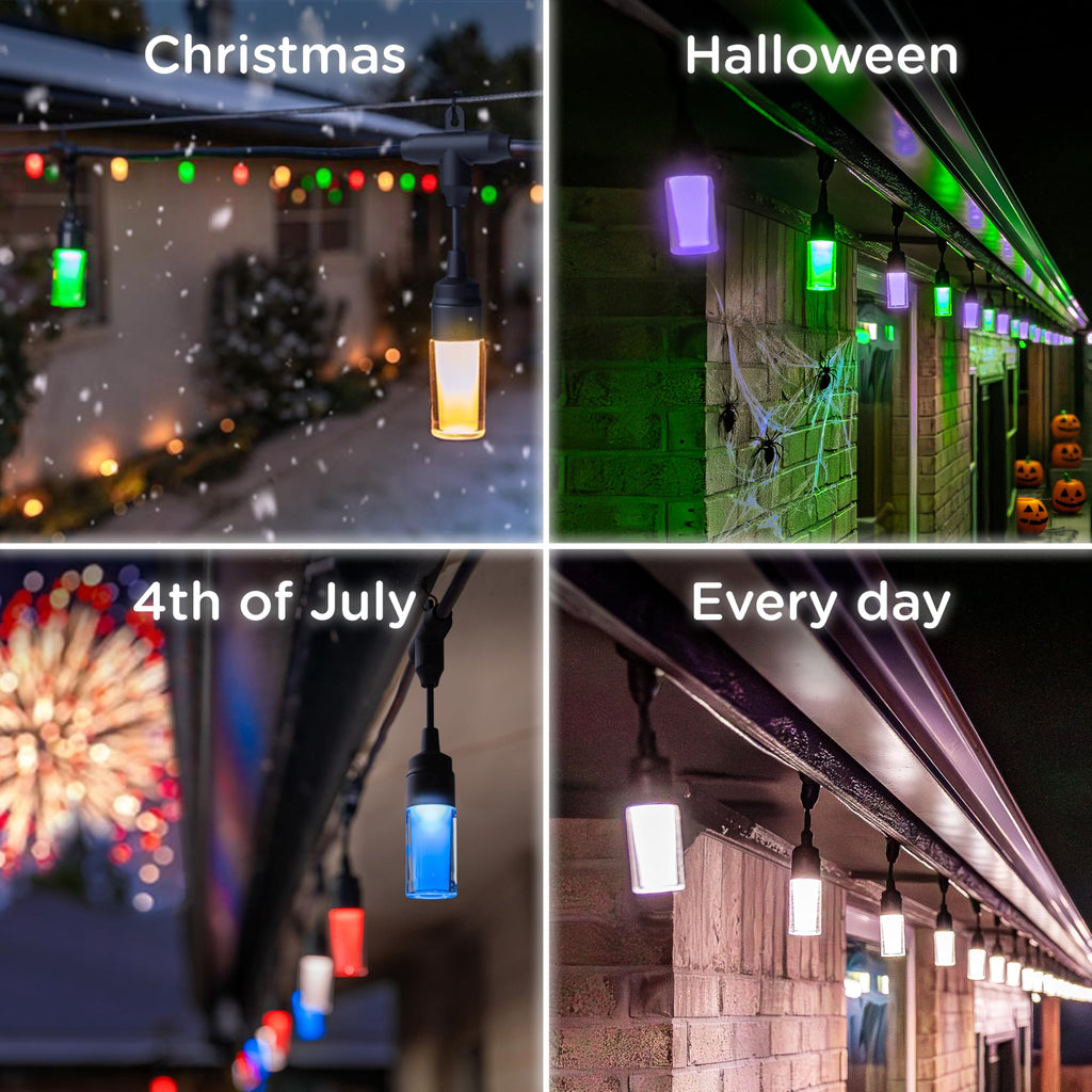 Enbrighten Modern Outdoor String Lights, 48ft, 24 Bulbs