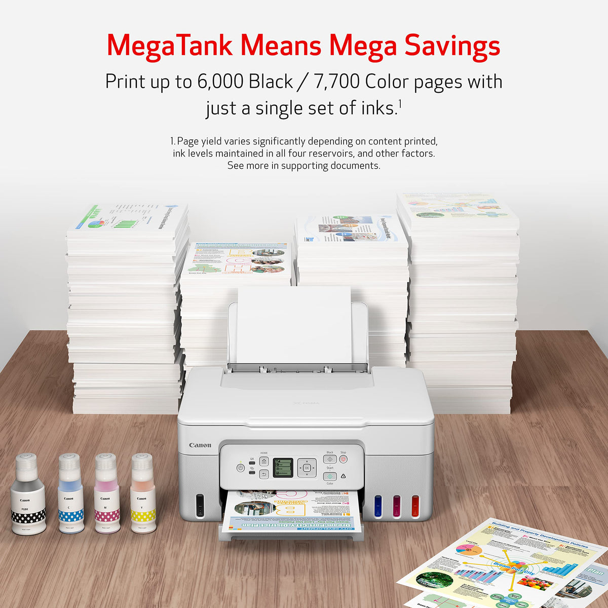 Canon MegaTank G3270 All-in-One Wireless Inkjet Printer. for Home Use, Print, Scan and Copy,White
