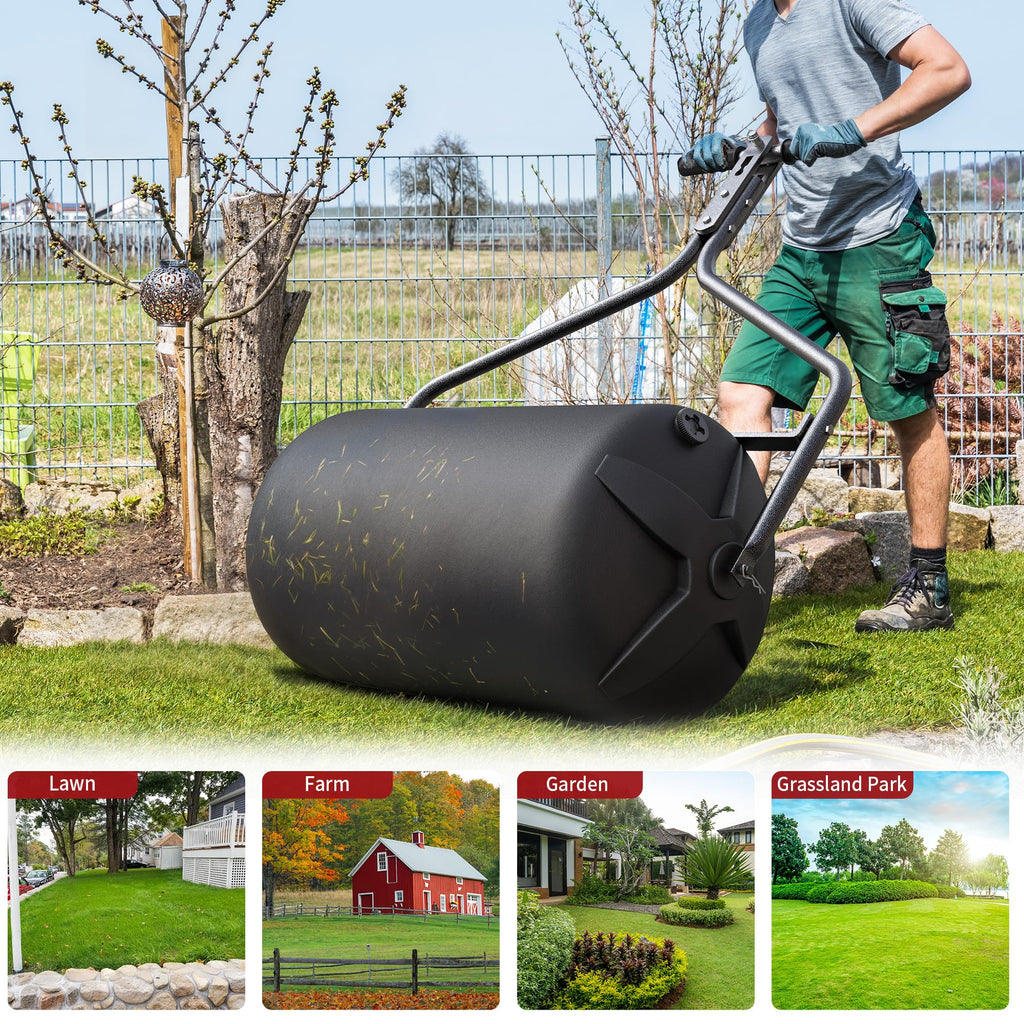 YITAMOTOR 18" x 24" Poly Lawn Roller with Threaded Plug, 270 lb Capacity