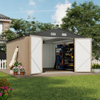 Devoko 10x8 FT Outdoor Storage Shed, Brown