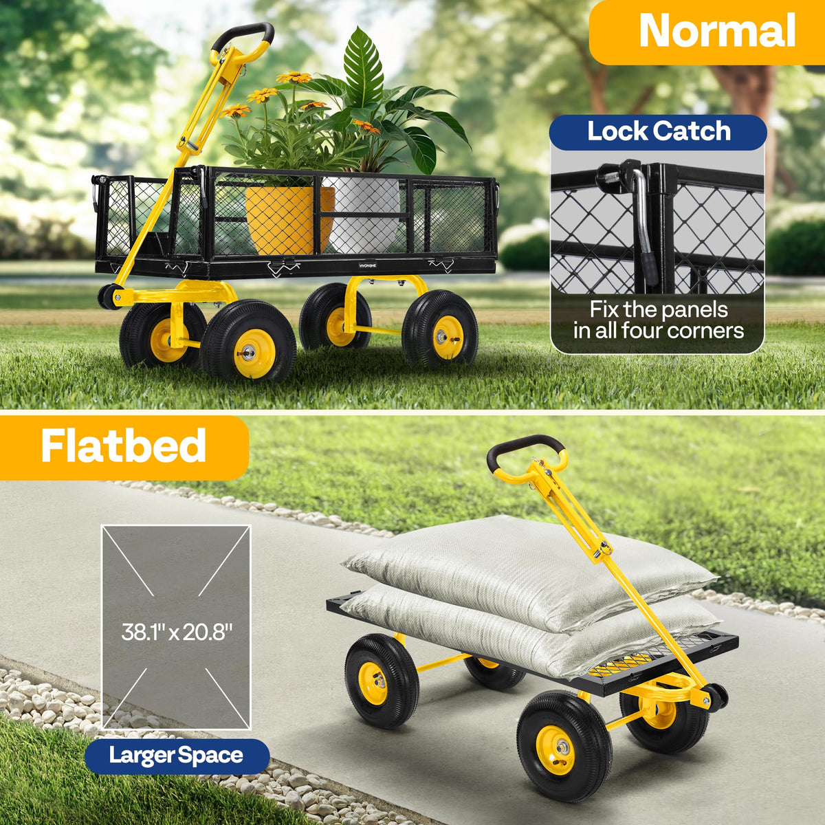 VIVOHOME Steel Garden Cart Heavy Duty 900 LBS 4.5 Cu Ft Utility Wagon