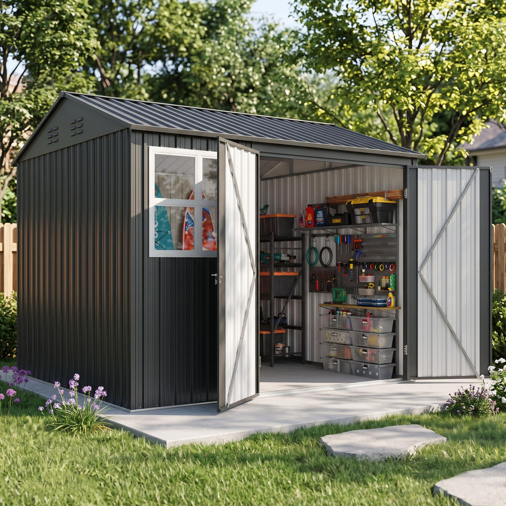 MNLR 12x18 FT Large Metal Outdoor Storage Shed with 2 Windows