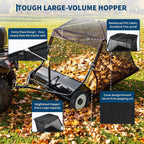 48-Inch Lawn Sweeper Tow Behind, Leaf & Grass Collector Yard Sweeper