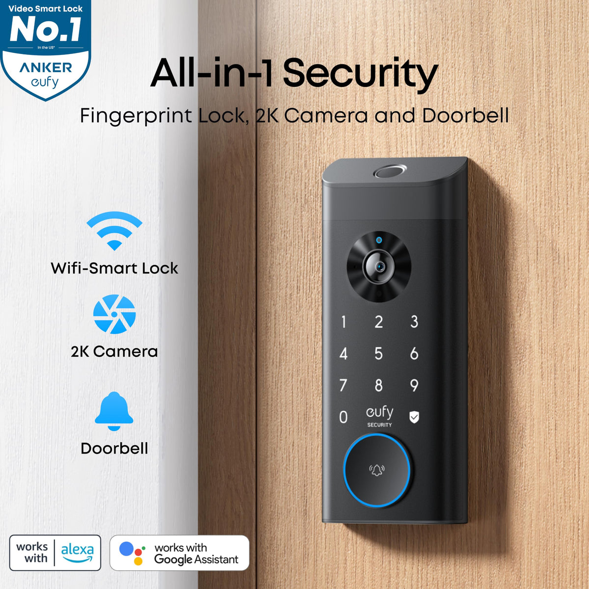 eufy Security Video Smart Lock E330, Fingerprint Keyless Entry Door Lock