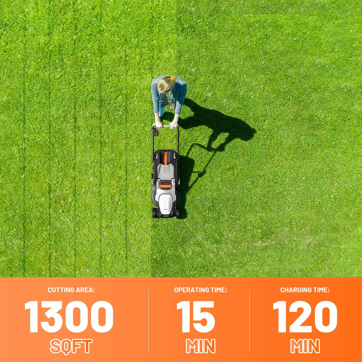 Litheli Electric Lawn Mower Cordless,Grass Cutter Machine for 1300 Sq. Ft. Lawnmower with 13 in Cutting Width, 8 Gallon Capacity, Cutting Height from 1 in to 2.5 in, Includes 1 4.0 Ah Battery