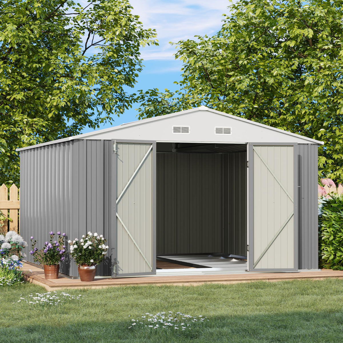 Patiowell 3x3 FT Outdoor Storage Shed, Metal Sheds, Black