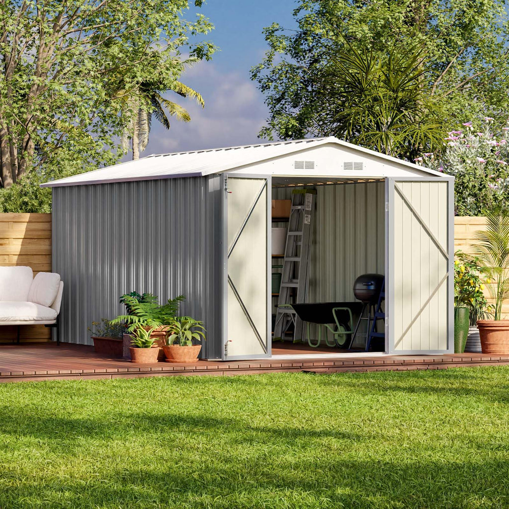Patiowell 6x4 FT Outdoor Storage Shed, Metal Storage Sheds, Brown