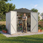 Devoko 10x8 FT Outdoor Storage Shed, Brown