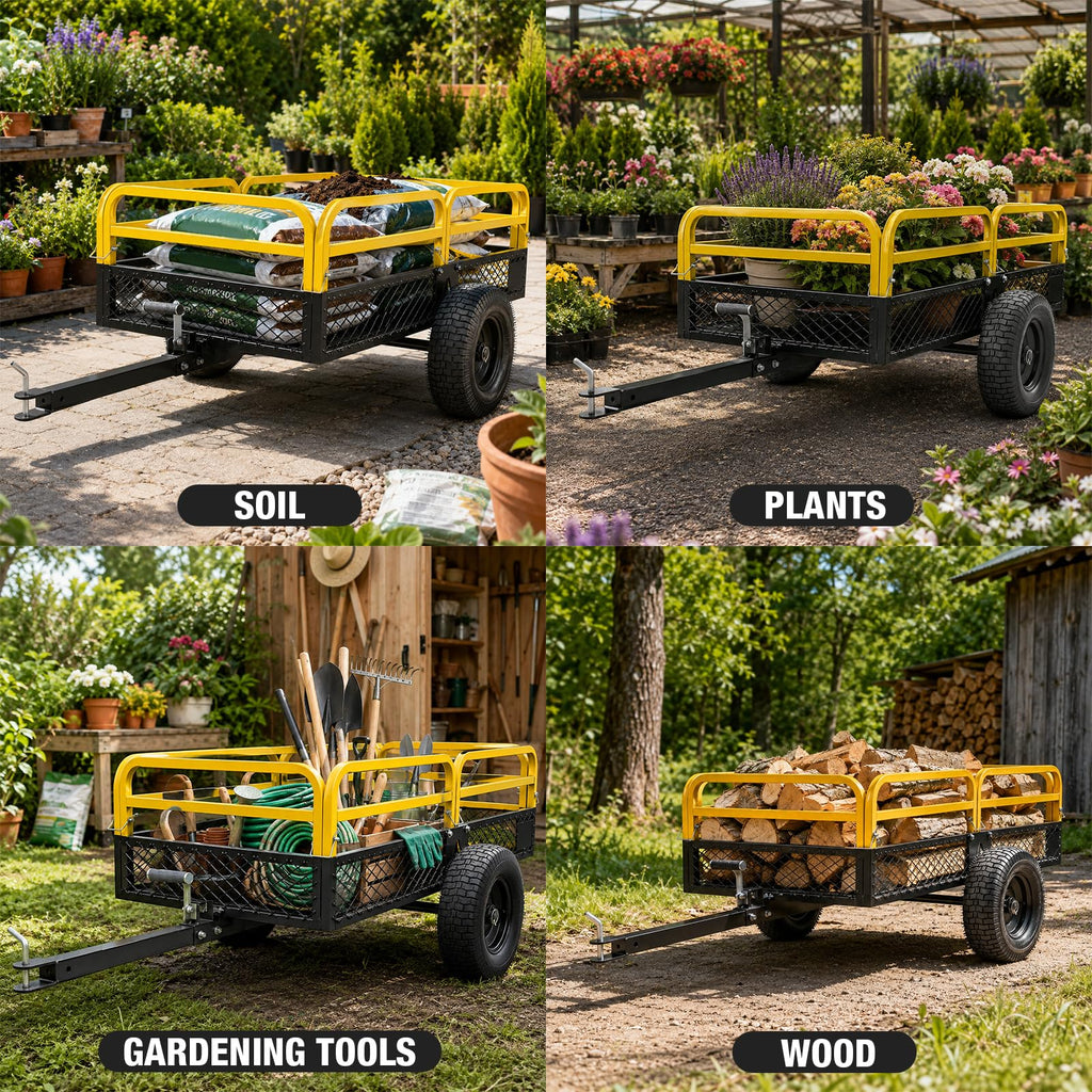 YELLOW JACKET ATV UTV Trailer 1500lbs Tow Behind Dump Cart