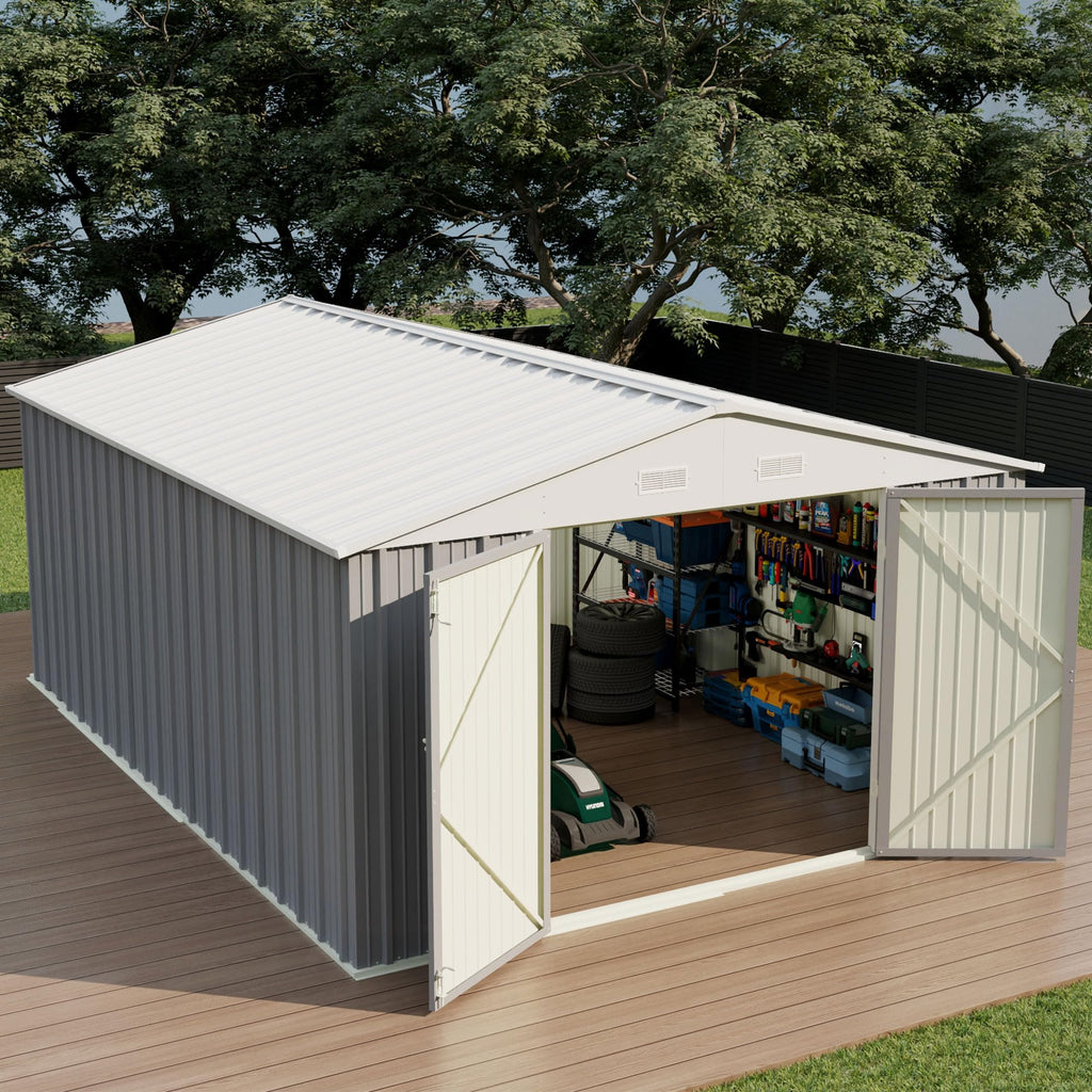 Devoko 10x8 FT Outdoor Storage Shed, Brown
