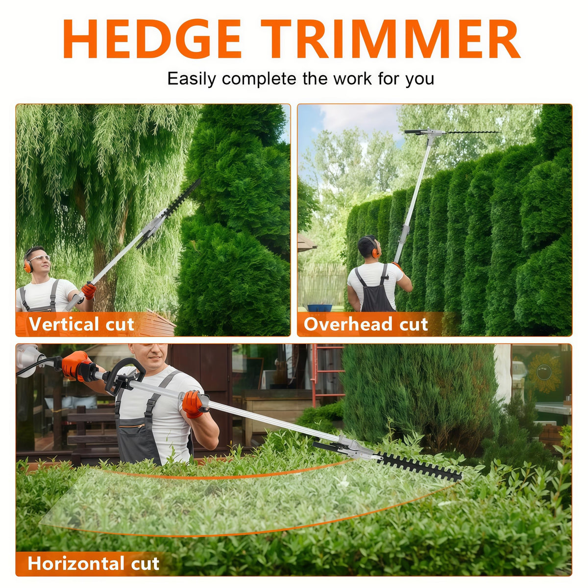 5 in 1 Gas Weed Eater, 52CC 2-Cycle Pole Saw Hedge Trimmer Combo