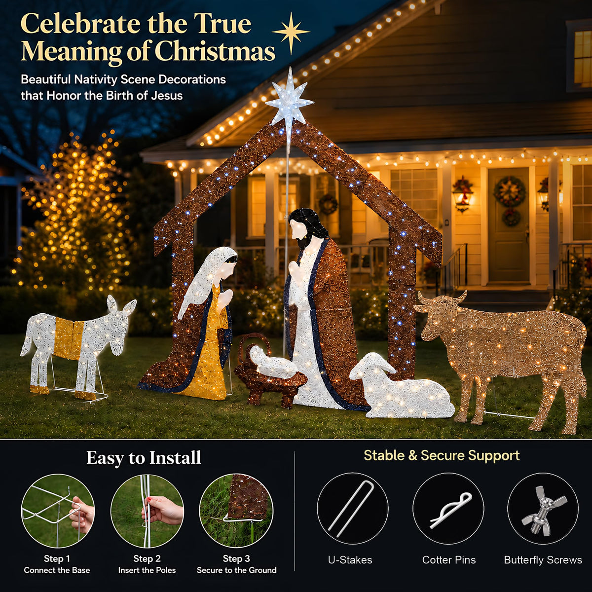 Lighted Nativity Scene Outdoor 6 FT Christmas Decorations Yard