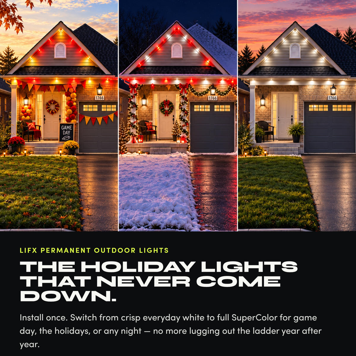 LIFX Permanent Outdoor Lights 50ft, 30-Zone Color, Matter/Apple Home, Black
