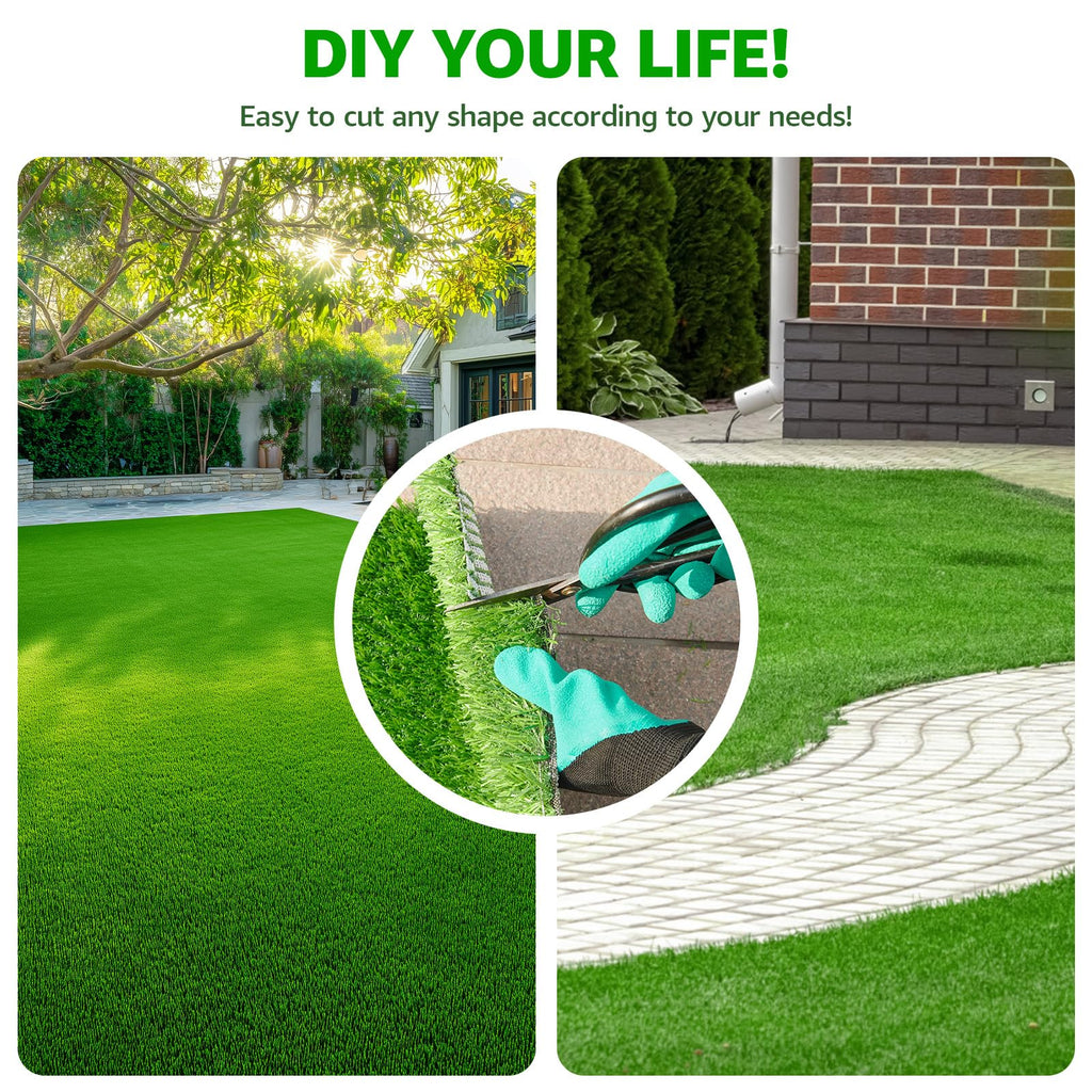 Artificial Turf Grass Outdoor 7x15FT, Fake Grass with Drainage Holes