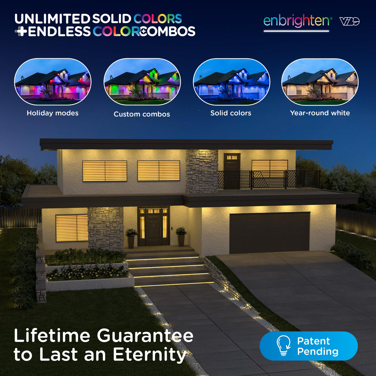 Enbrighten Eternity Permanent Outdoor Lights, 100ft, 24 Lights