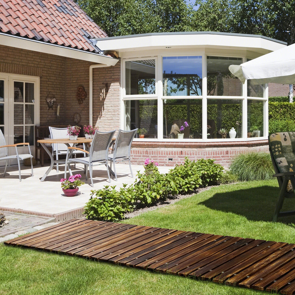 24' Wooden Garden Pathway,Outdoor Roll Out Walkway,Patio Footpath