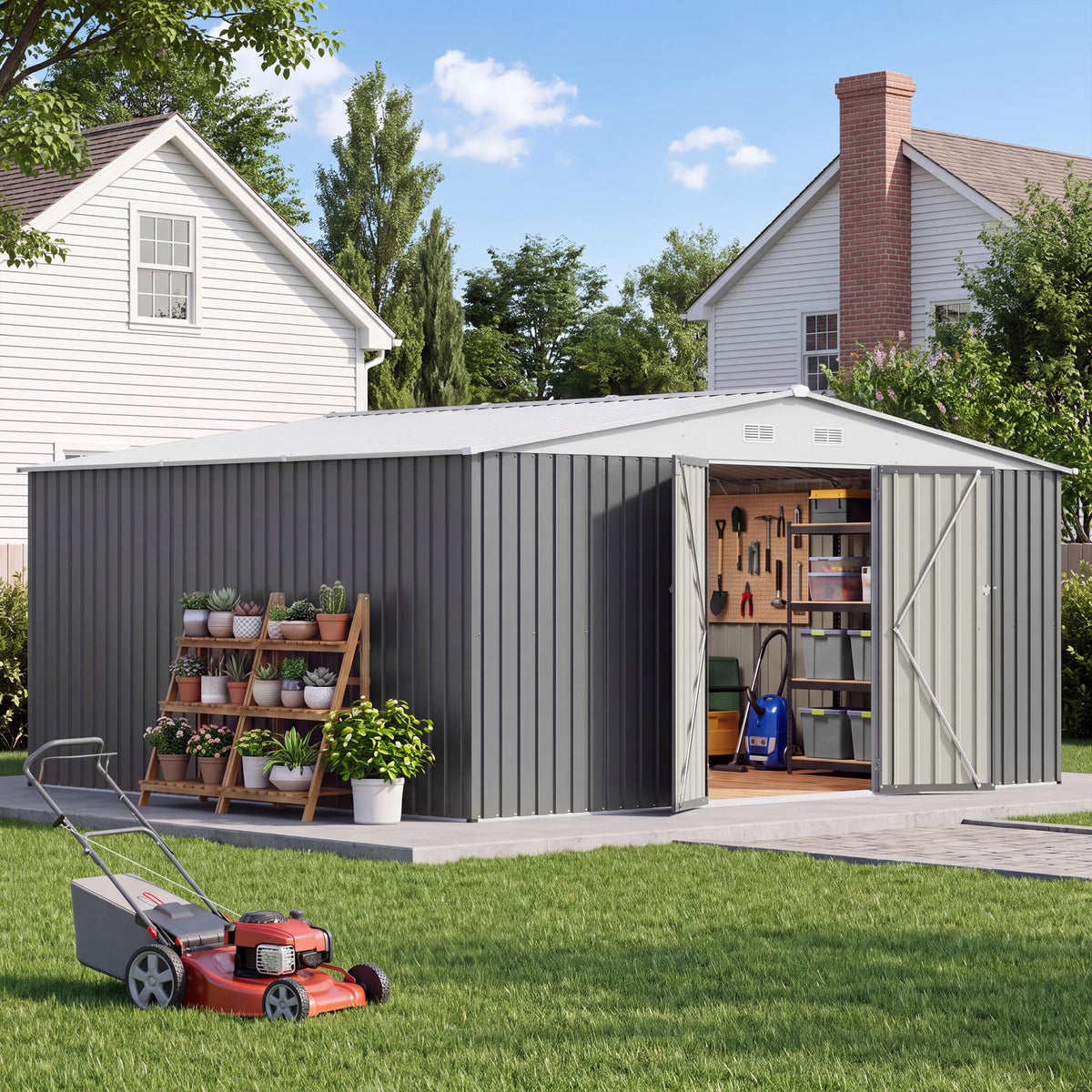 Patiowell 3x3 FT Outdoor Storage Shed, Metal Sheds, Black
