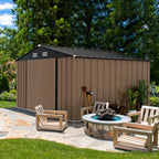 Devoko 10x8 FT Outdoor Storage Shed, Brown