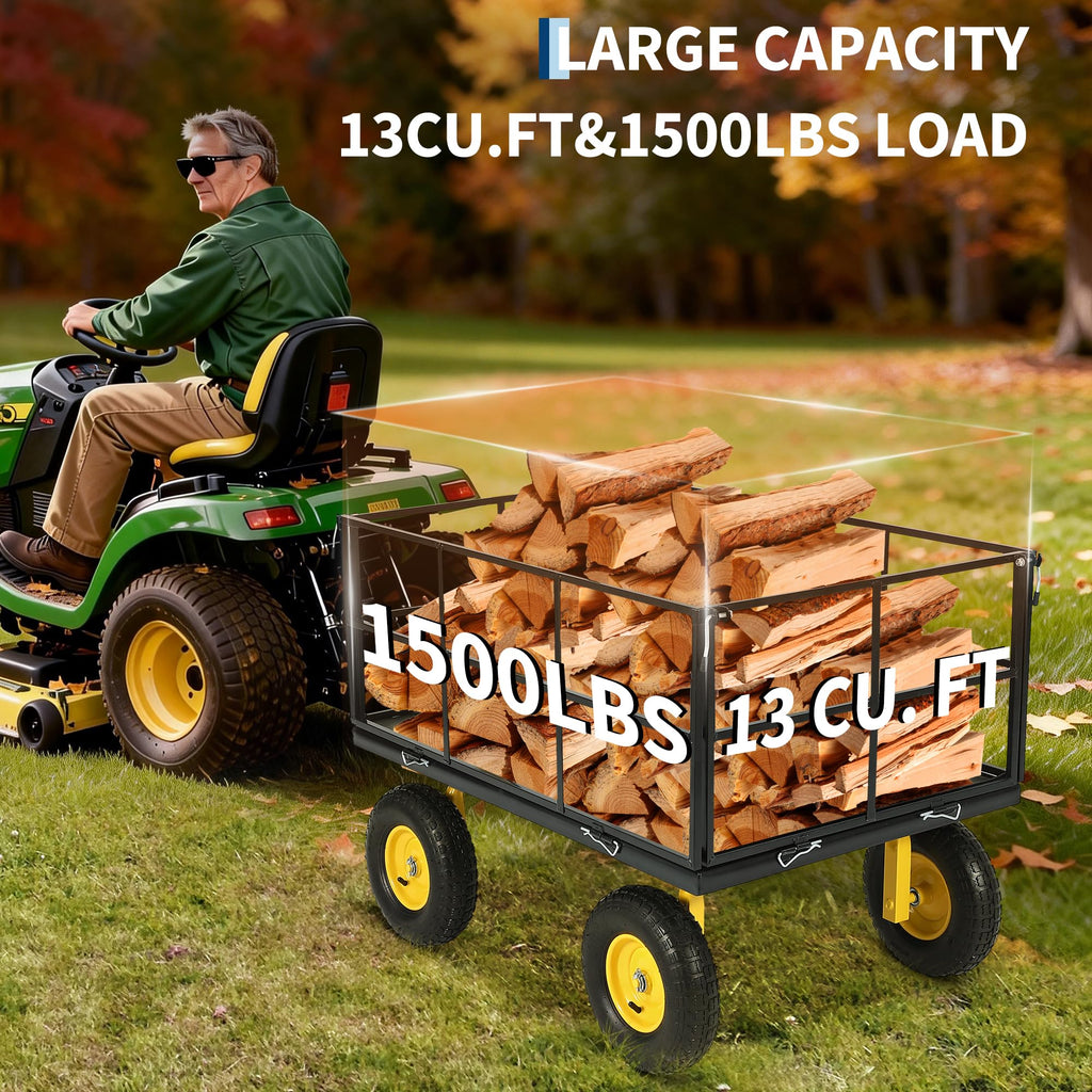 Garvee 1500 LB Heavy Duty Garden Wagon Cart, Outdoor Metal Utility Trailer