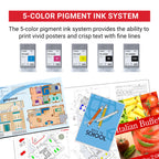 Canon imagePROGRAF TM-340 36" - Large Format 5 Color Poster & Plotter Printer with Media Detection, Color Calibration, Printer Stand/Catch Basket, 300 ml of Ink, and 2-Year Warranty