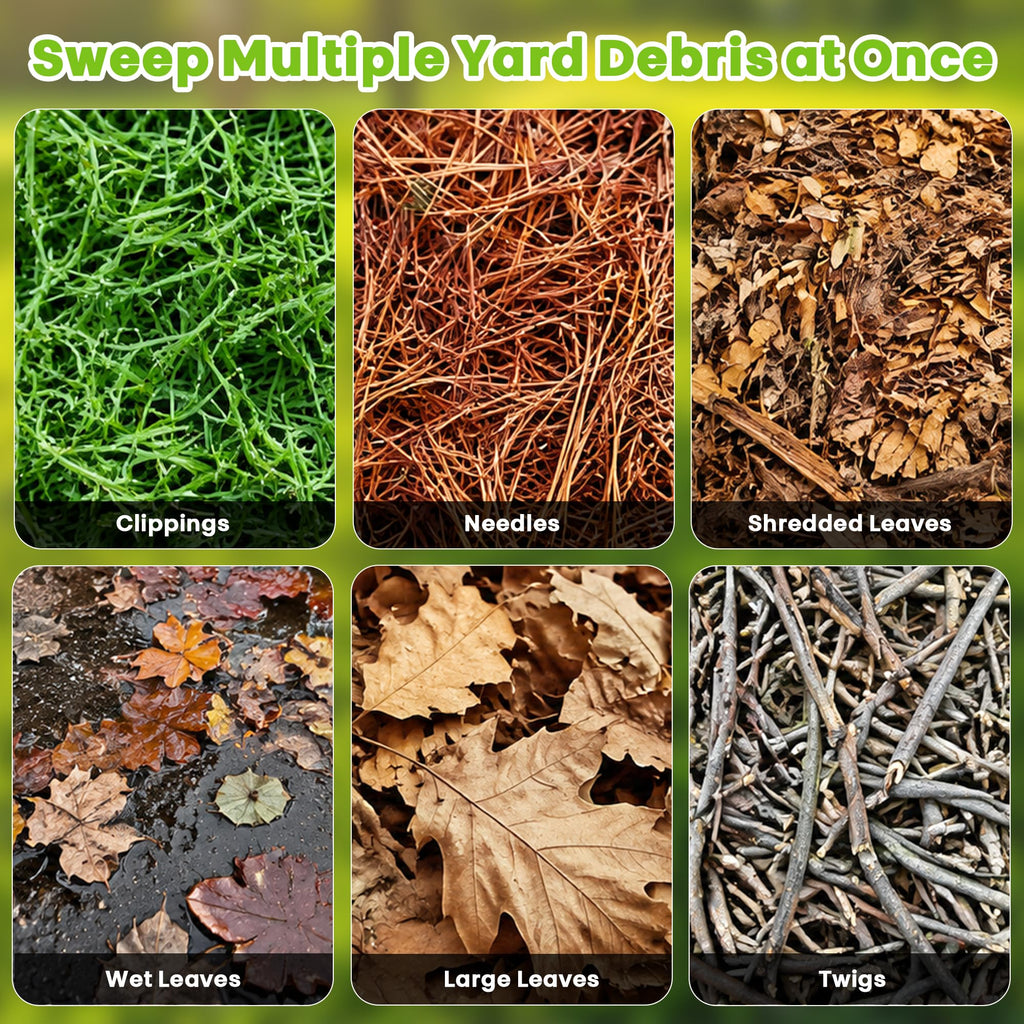 22-Inch Push Lawn Sweeper, Leaf & Grass Collector for Clippings, Wet Leaves