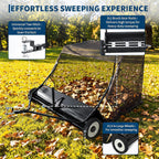 48-Inch Lawn Sweeper Tow Behind, Leaf & Grass Collector Yard Sweeper