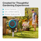 GARDENA Automatic Retractable Garden Hose Reel - 50 Feet - 360 Degree Swivel Outdoor Hose Reel with Metal Spike Base - Auto Retract - UV Resistant Housing - Easy Install No Tools Required - 18604