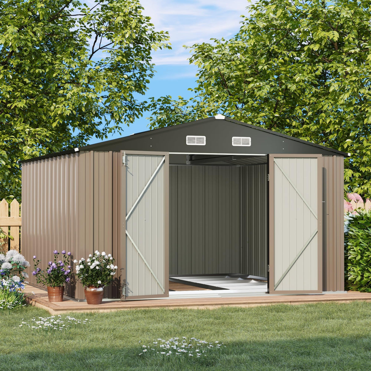 Patiowell 3x3 FT Outdoor Storage Shed, Metal Sheds, Black
