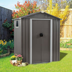 Vongrasig 5 x 3 x 6 FT Outdoor Storage Shed Clearance, Metal Garden Shed with Large Window and Lockable Door, Anti-Corrosion Waterproof Tool Shed for Backyard Patio, Lawn (Dark Gray)