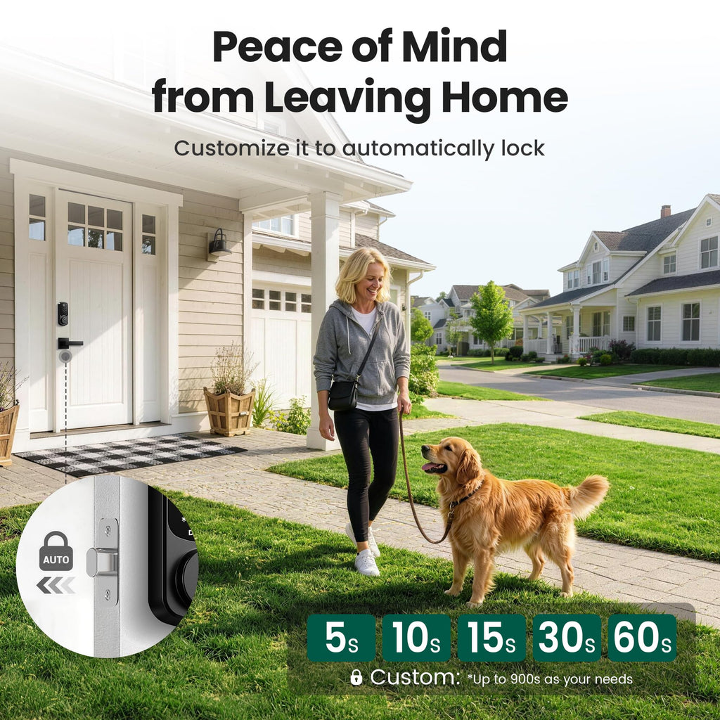 DESLOC B200 Fingerprint Smart Lock with 2 Lever Handles Set,Front door lock