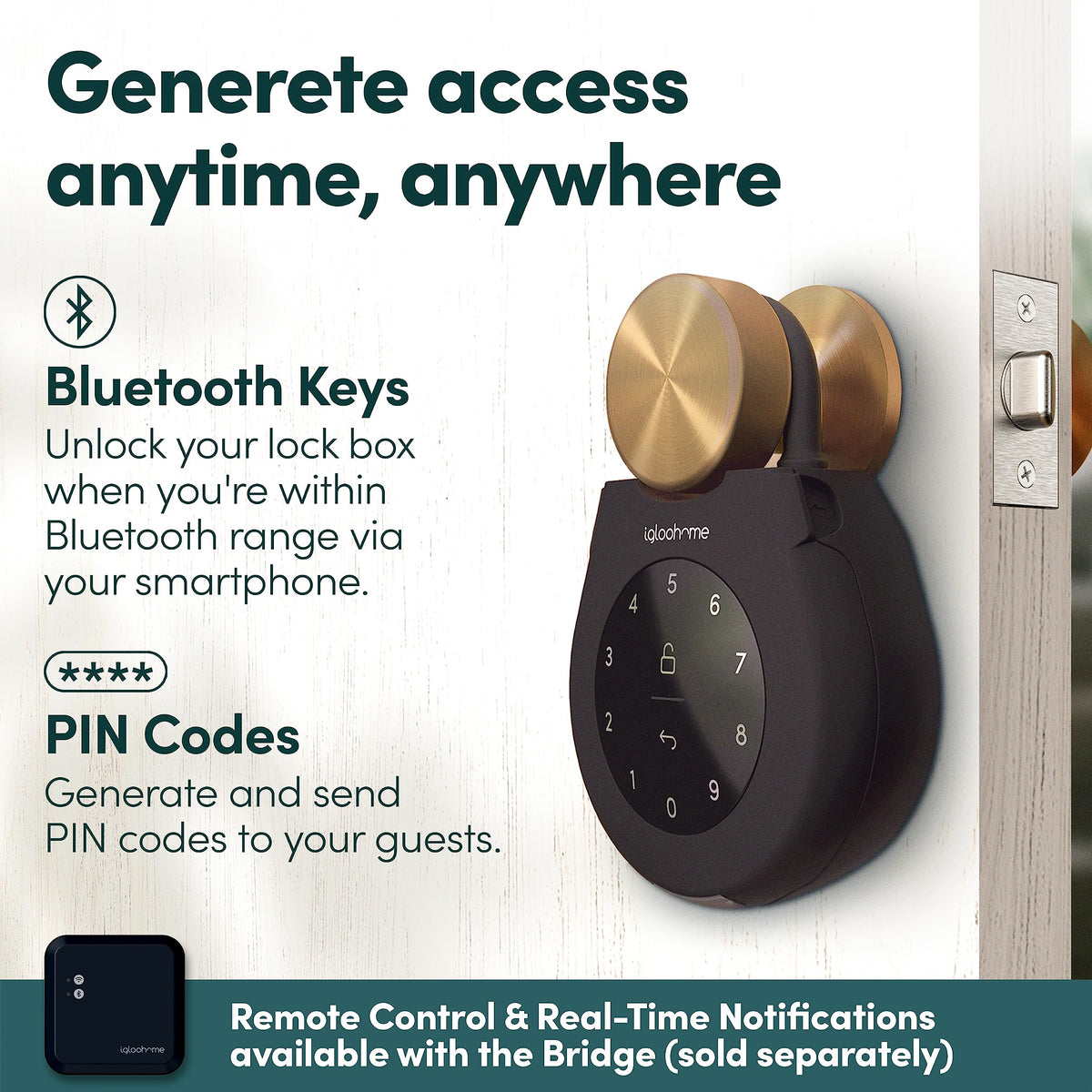 igloohome Keybox 3 Smart Lock Box, Large Key Safe w/Airbnb Sync (iOS/Android) – Remotely Generate Bluetooth-Keys & Pin Codes Without Internet