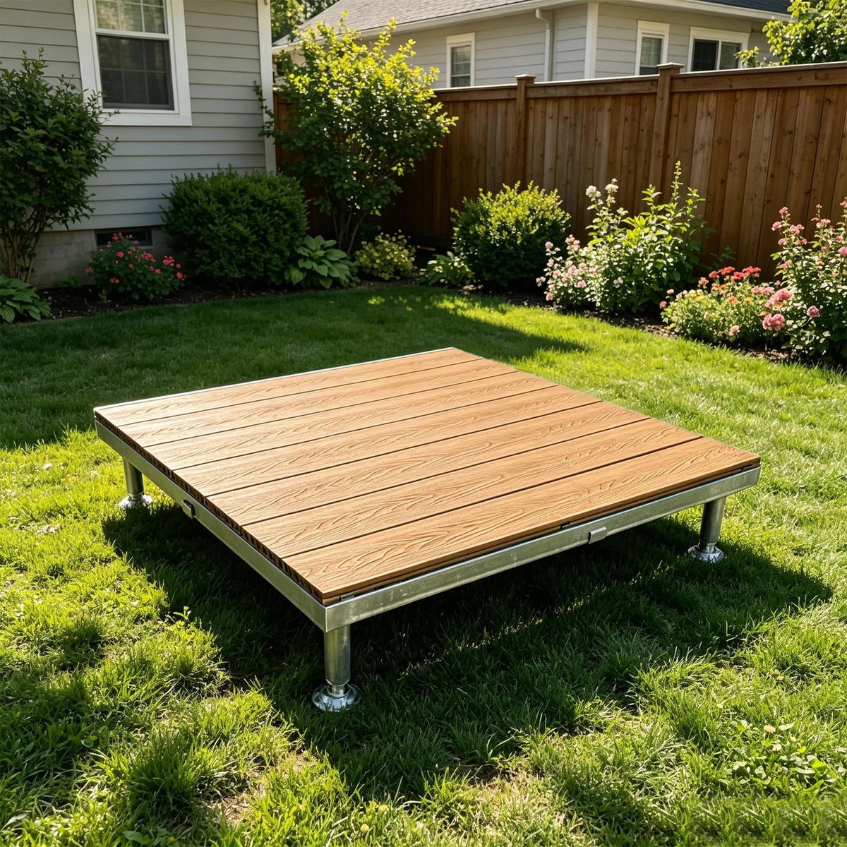 Floating Deck Kit, Raised Deck Platform Decking Waterproof Composite Tile
