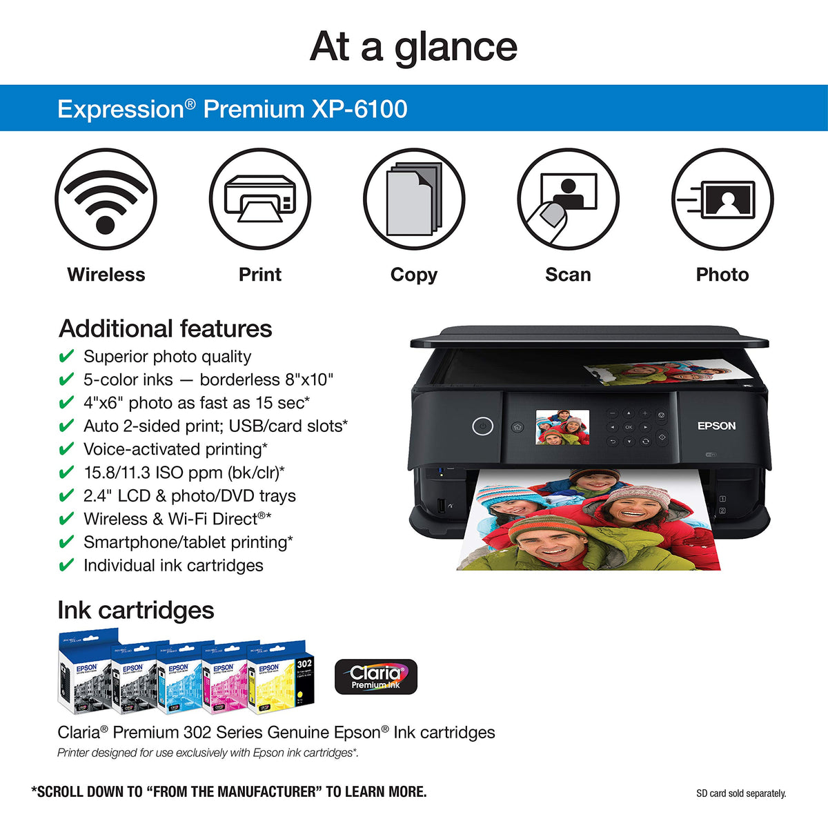 Epson Expression Premium XP-6100 Wireless Color All-in-One Inkjet Printer