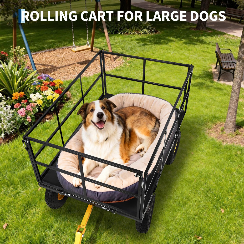 Garvee 1500 LB Heavy Duty Garden Wagon Cart, Outdoor Metal Utility Trailer