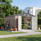 Patiowell 6x4 FT Outdoor Storage Shed, Metal Storage Sheds, Brown