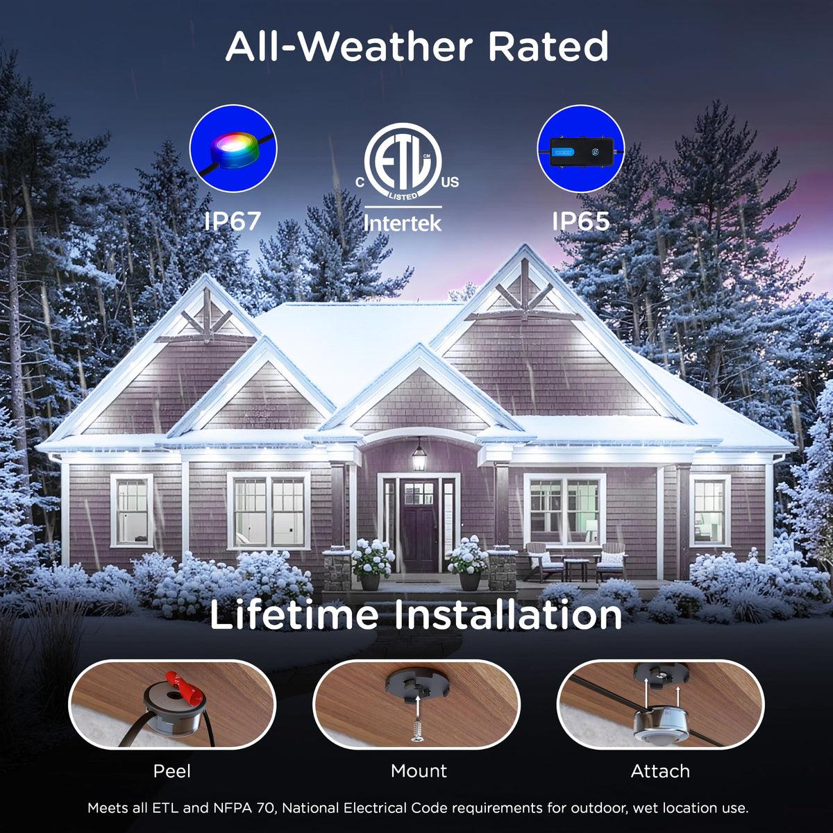 Enbrighten Eternity Permanent Outdoor Lights, 100ft, 24 Lights